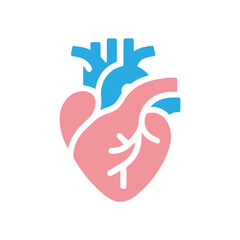 Human heart anatomicall flat style