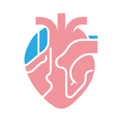 Human heart anatomicall flat style