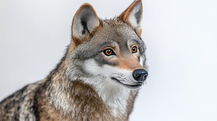 Obraz premium A wolf with brown fur and golden eyes looks directly at the camera.