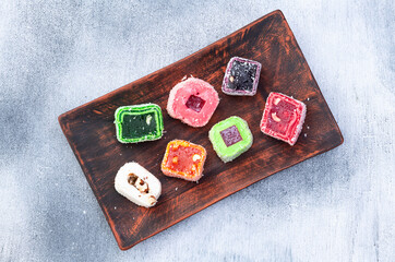 Turkish delight candy . Rahat lokum photography