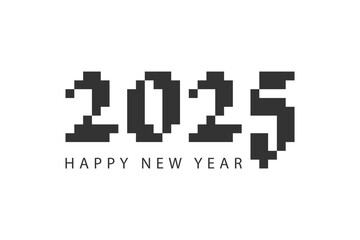 Happy New Year 2025 typography template calendar cover. Vector design for poster, banner, greeting card and invitation.