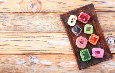 Turkish delight candy . Rahat lokum photography