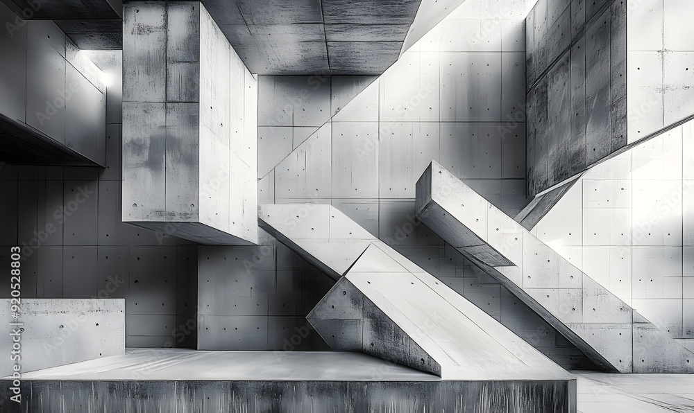 Aufkleber abstract geometric architecture in grayscale with concrete textures