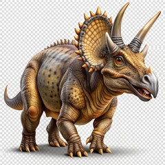 Fototapeta premium ancient animal horned dinosaur realistic photo illustration on transparent background