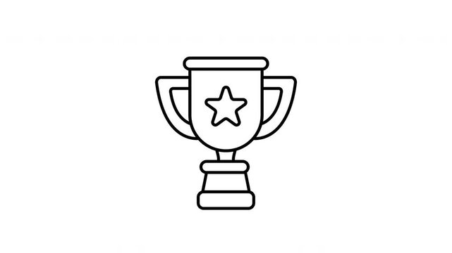 Animated trophy line icon on transparent background, school and education animation, 4k video motion graphic with alpha channel, use for web design, mobile apps, ui design