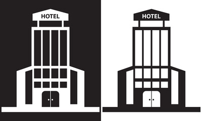 Hotel editable stroke  web icon set. Vector illustration.  Isolated on white and black background. EPS 10