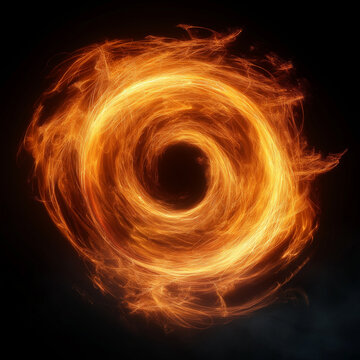 Dynamic Swirling Spiral Fire Patterns.Attractive image of a flames swirling at high speed creating intense and dynamic spiral patterns.Swirling fire dynamics style