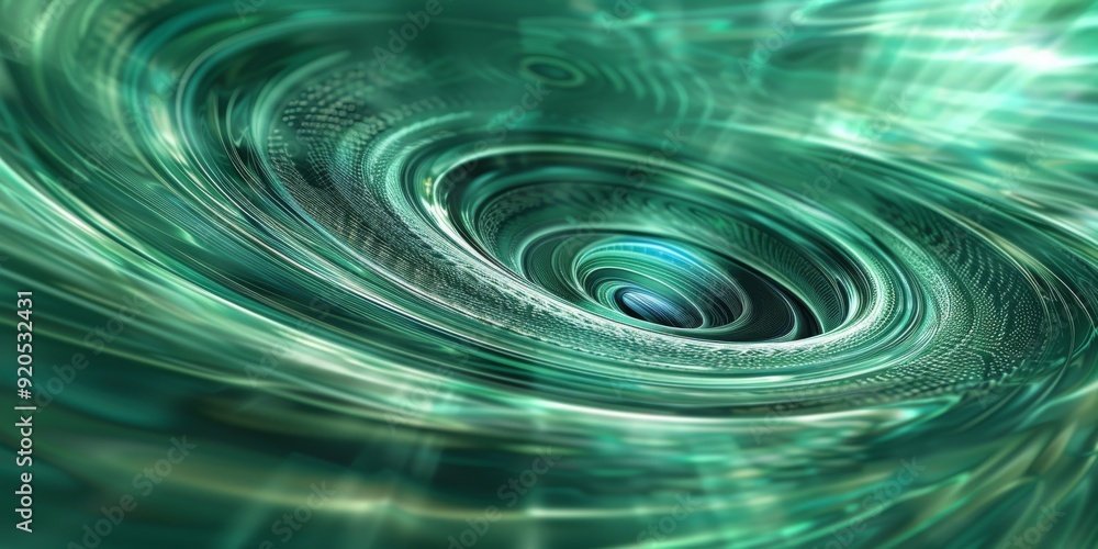 Poster an engaging abstract illustration features swirling green patterns, creating a captivating visual ef