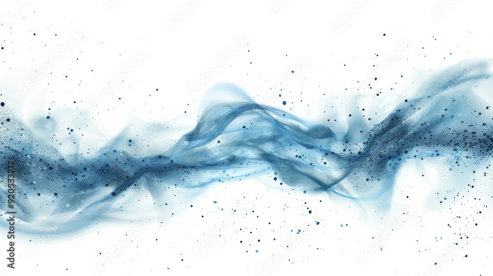 Poster an artistic and imaginative representation of flowing blue waves adorned with sparkling elements thr