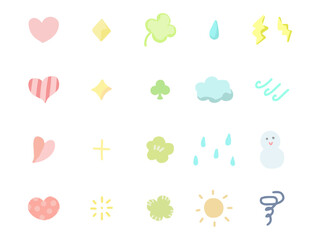 かわいい手描き風のアイコンのセット