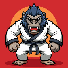 gorilla monkey cartoon karate character mascot in kimono