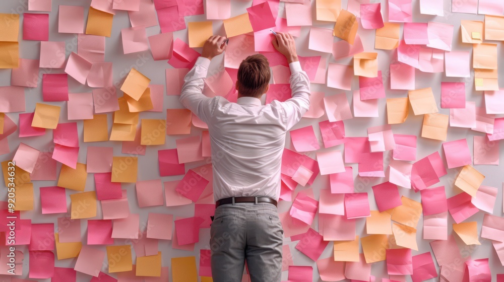 Poster innovative startup office: brainstorming wall with dynamic creativity and sharp ideas in 32k high re
