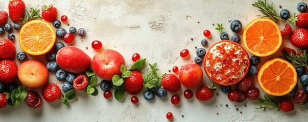 Immune-boosting foods, vitamins and antioxidants, flat design illustration