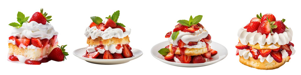 Delicious strawberry shortcakes topped with whipped cream and fresh strawberries, perfect for any dessert table.