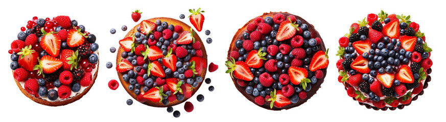 Obraz premium Vibrant assortment of fresh berries including strawberries, raspberries, and blueberries arranged in delightful bowls.