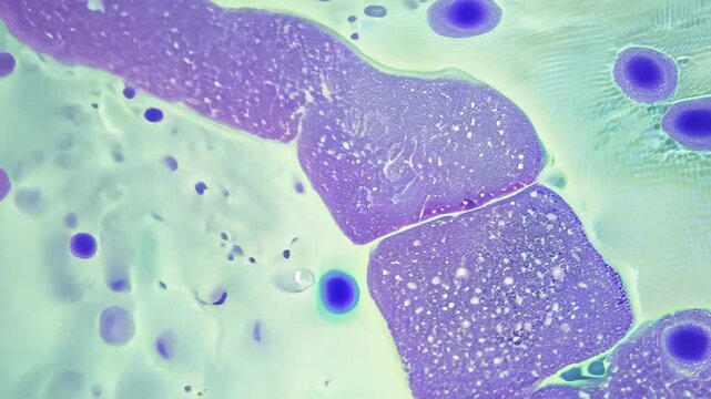 Magnified view of cellular structure revealing details of chorioretinal pathology