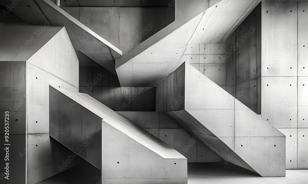 Poster abstract geometric architecture in grayscale with concrete textures