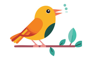 Flat Oriole bird stay vector kawaii on white background