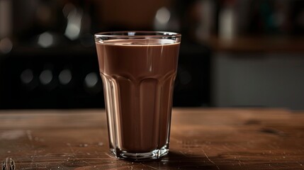 Glass of delicious chocolate milk on isolated background