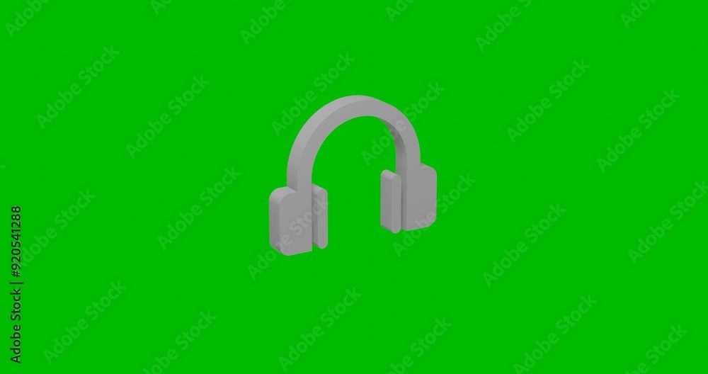 Poster animation of rotation of a white headphones symbol with shadow. simple and complex rotation. seamles