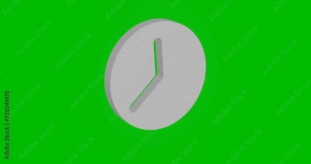 Poster animation of rotation of a white time symbol with shadow. simple and complex rotation. seamless loop