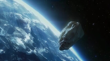 Obraz premium A large asteroid is approaching Earth's orbit