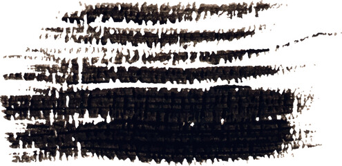 Brush stroke of black watercolor paint on isolated background