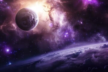Stunning space wallpaper featuring a Saturn-like planet in a captivating cosmic scene. Generative AI. Beautiful simple AI generated image in 4K, unique.