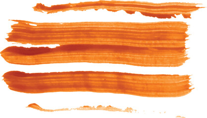 Obraz premium A smear of thick orange paint on isolated background, gouache sample