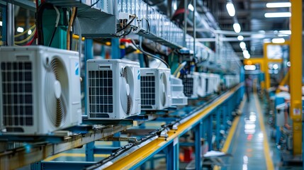 Fototapeta premium Production of air conditioners for air cooling in a factory on an assembly line