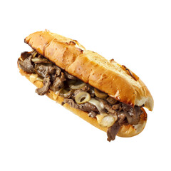 Steak and Cheese Sub with Onions and Olives