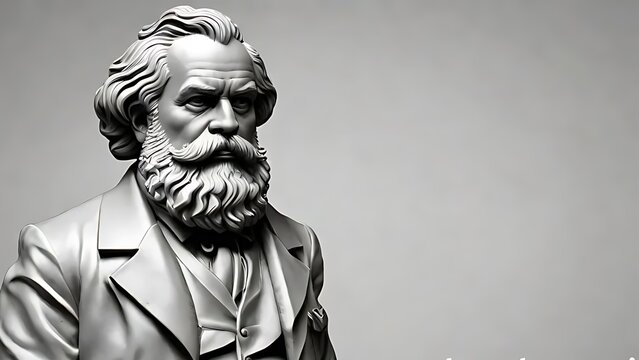 An illustratioof German philosopher Karl Marx with blank canvas and space for quotes writing 
