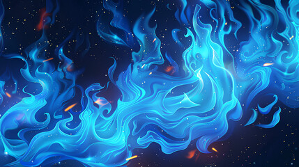 Fototapeta premium blue fire on black background, 3d rendering, Generative AI