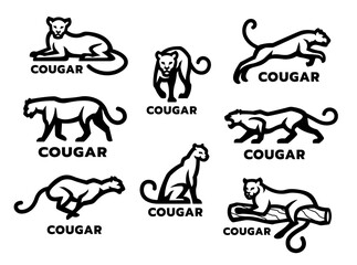 A set of wildcat logos. Leopard, jaguar, cheetah.