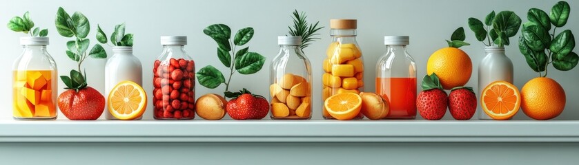 Daily vitamin chart, nutrition tracking, flat design illustration