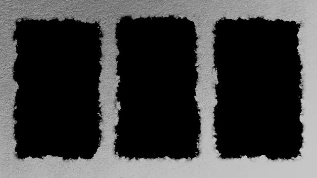 three animated black rectangles over gray background overlay