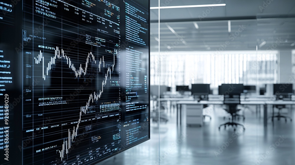 Aufkleber multiple screens displaying currency exchange rates and global financial data in a modern office set