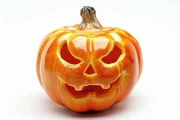 angry plain shiny skin pumpkin on white background