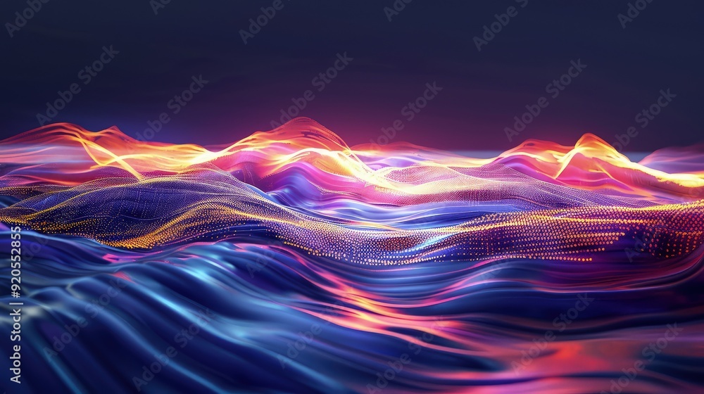 Aufkleber an abstract representation of a holographic ocean, with waves of light and color ebbing and flowing 