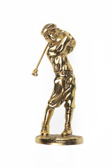Obraz premium golden golfer figurine isolated on white background