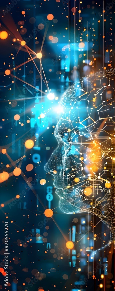 Poster artificial intelligence abstract background.