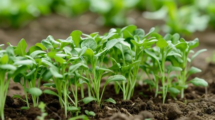 Green Sprouting Seedlings in Soil.