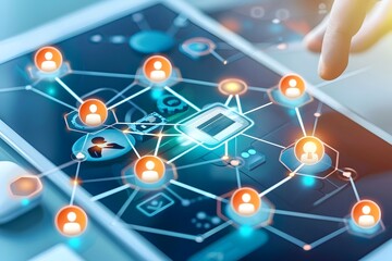 Social Network Connection on Digital Tablet.