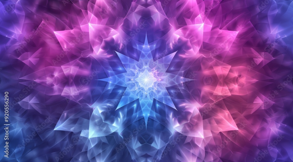 Poster an exceptionally vibrant and colorful abstract fractal pattern that beautifully resembles a star wit