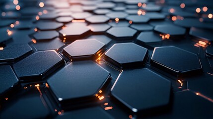 Fototapeta premium Futuristic Hexagonal Geometric Background with Energy Light