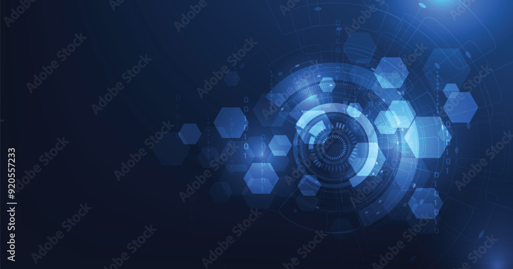 Aufkleber Abstract Digital electric circuit circle background.Image electric circuit on dark blue background.High-tech circuit board connection system concept.	