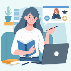 A woman sits at a desk, typing on a laptop while working on an assignment, a woman working on an assignment in front of a laptop