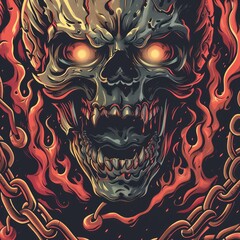 Fiery Skull Illustration