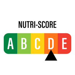 Nutri-Score, Nutriscore Stickers for Packaging, Symbol Healthy Eating. Vector Icon