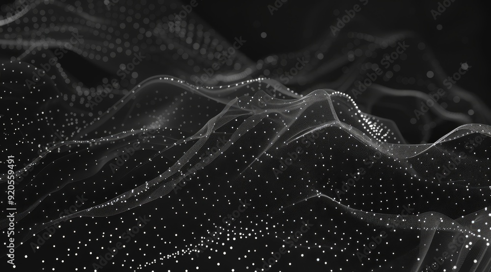 Poster stunning abstract visuals showcase captivating wave patterns in striking black and white with dotted